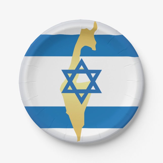 National Colours Of Israel Paper Plate (Front)