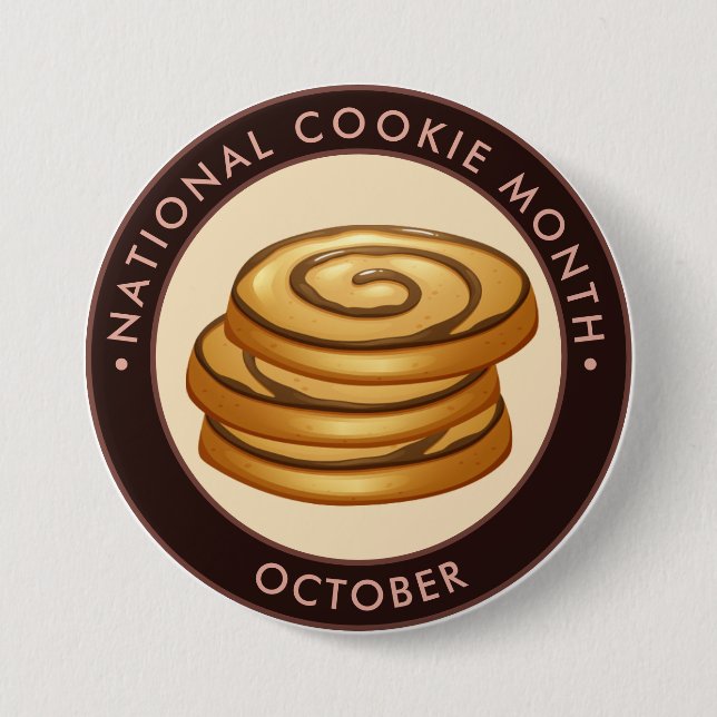 National Cookie Month, vanilla chocolate swirl 3 Inch Round Button (Front)