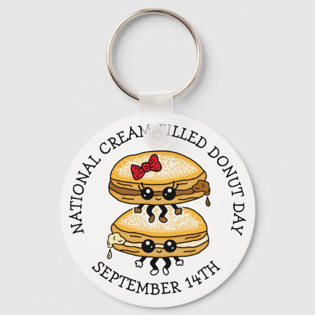 National Cream-Filled Doughnut Day - September 14t Keychain (Front)