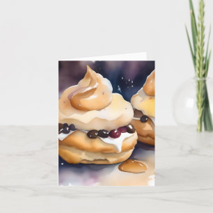 National Cream Puff Day B - January 2 - Watercolor Holiday Card