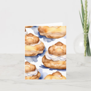 National Cream Puff Day E - January 2 - Watercolor Holiday Card