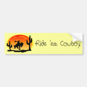 National Day of the Cowboy Bronco Silhouette Bumper Sticker