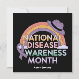 National Disease Awareness Month Purple Ribbon Invitation