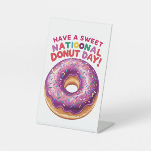 National Donut Day Pedestal Sign