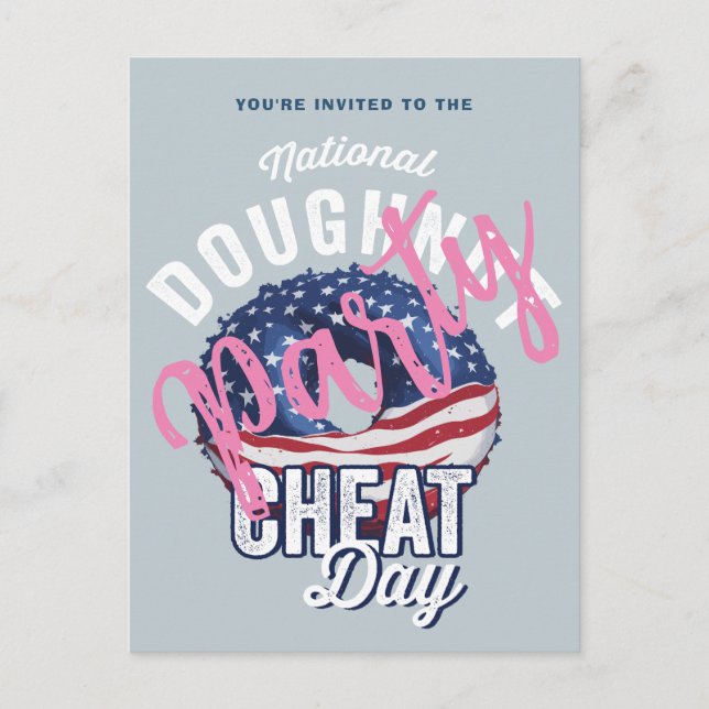 National Doughnut Cheat Day Party Invitation Postcard (Front)