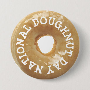 National Doughnut Day Glazed Doughnut Doughnut 3 Inch Round Button