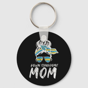 National Down Syndrome Awareness Month Messy Bun M Keychain