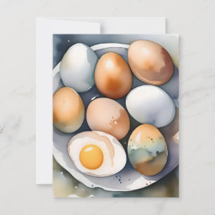 National Egg Month January E - Watercolors Holiday Card