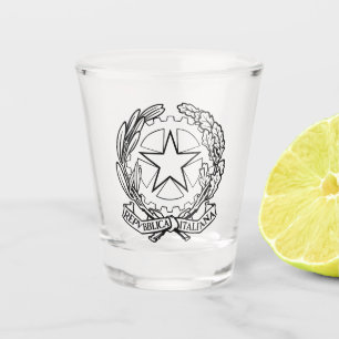 National Emblem of Italy - black outline Shot Glass