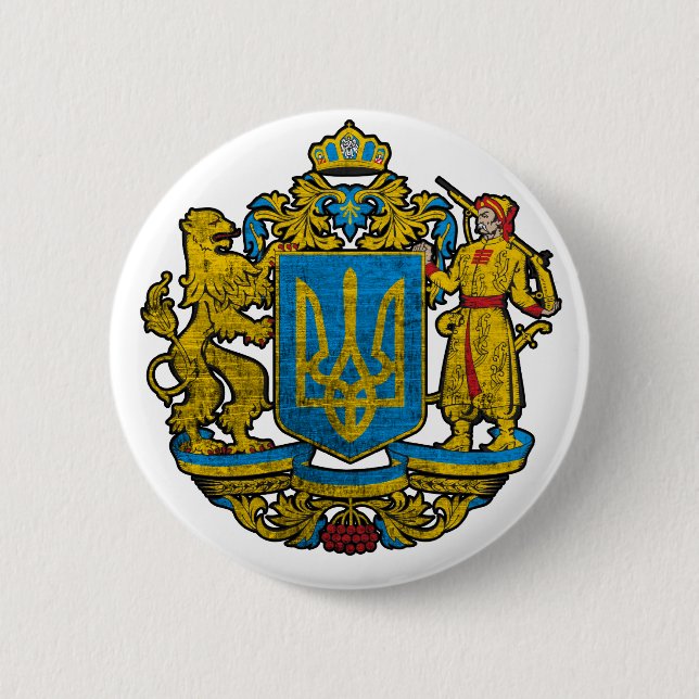 National Emblem Ukraine 2 Inch Round Button (Front)