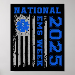 National Ems Week 2025 Usa Flag Emergency Medical Poster