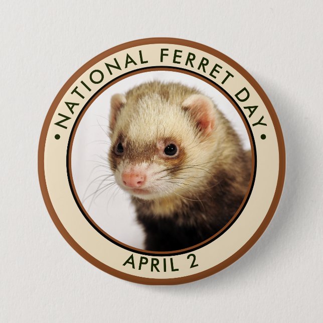 National Ferret Day 3 Inch Round Button (Front)