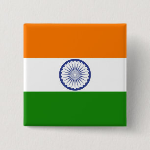 National Flag of India Ashoka Chakra 2 Inch Square Button