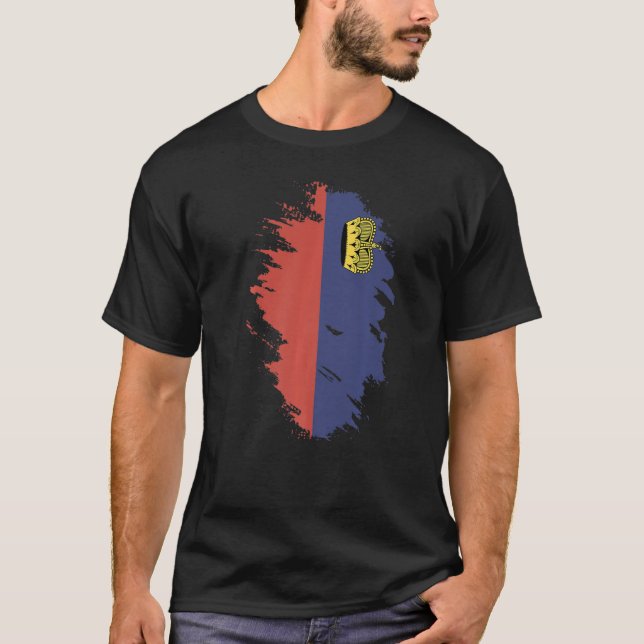 National Flag of Liechtenstein souvenir  for men w T-Shirt (Front)