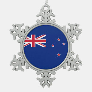 National Flag of New Zealand Snowflake Pewter Christmas Ornament