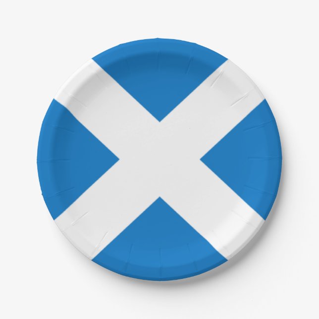 National Flag of Scotland Saint Andrew's Cross Paper Plate (Front)