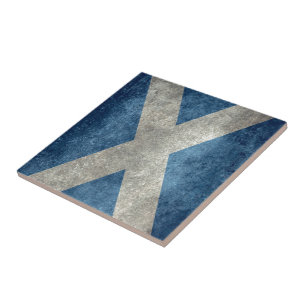 National flag of Scotland - Vintage version Tile