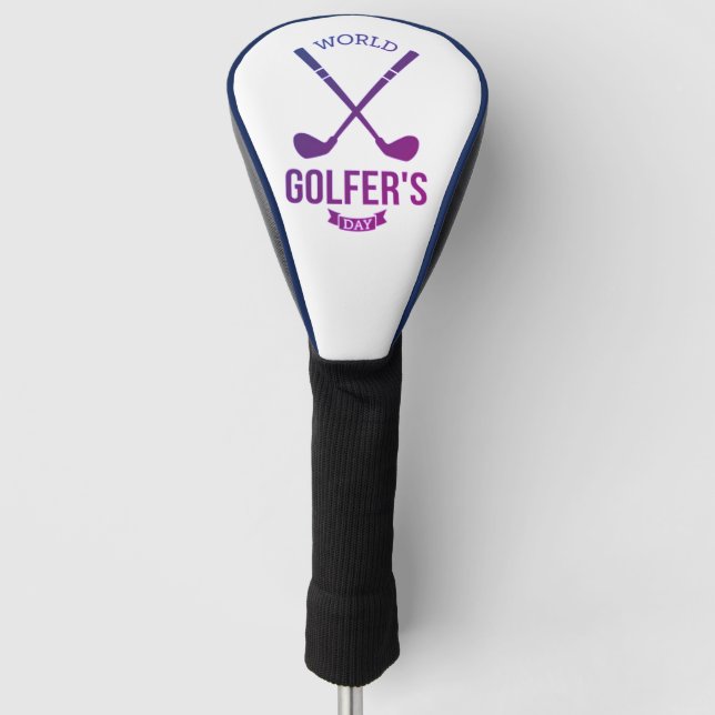 National Golfer’s Day Purple Design | leather Golf Head Cover (Front)