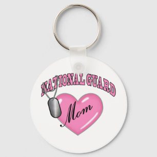 National Guard Mom Heart N Dog Tag Keychain