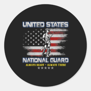 National Guard Veteran Always Ready American Flag Classic Round Sticker