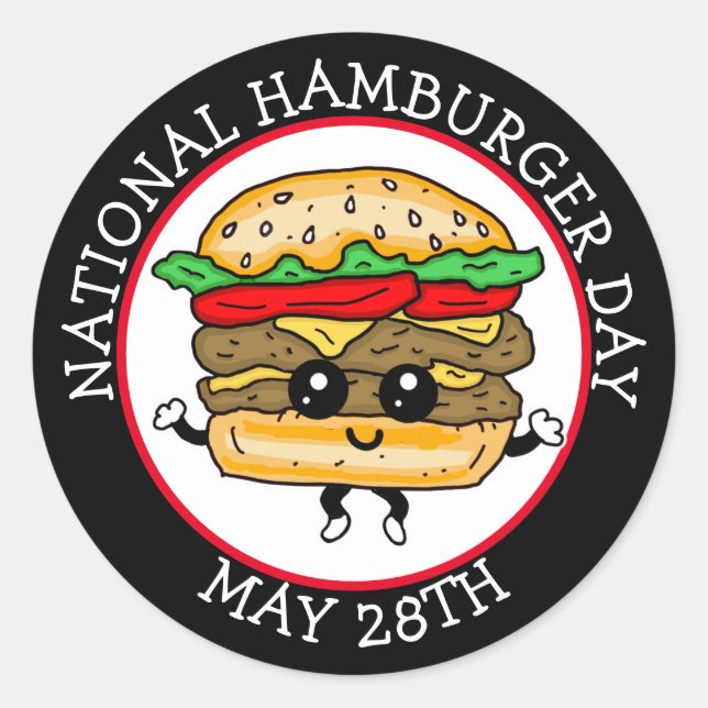 National Hamburger Day May 28th Classic Round Sticker (Front)