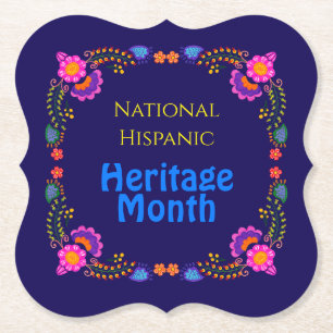 National Hispanic Heritage Birthday Colourful Flor Paper Coaster