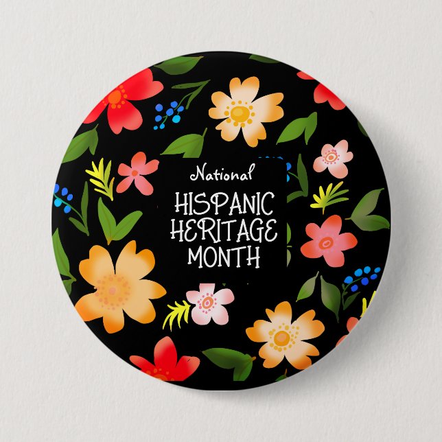 National HISPANIC HERITAGE MONTH 3 Inch Round Button (Front)