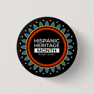 National Hispanic Heritage Month Sterling Silver N 1 Inch Round Button