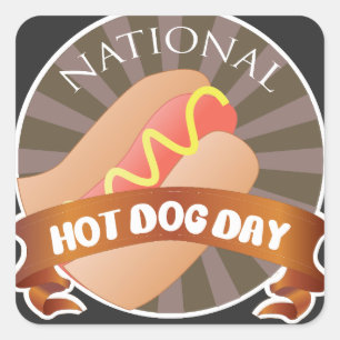 National Hot Dog Day Sign Square Sticker