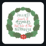 National Lampoon's Christmas Vacation in wreath  Square Sticker<br><div class="desc">National Lampoon's Christmas Vacation in wreath</div>
