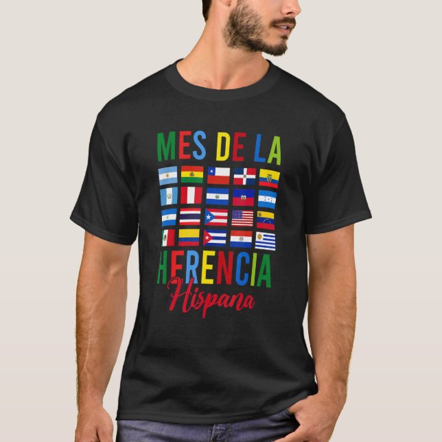 National Latino Countries Flag Mes De La Herencia  T-Shirt (Front)