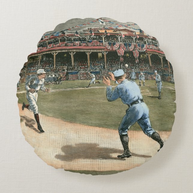 National League Baseball Game 1886 Round Pillow (Front)