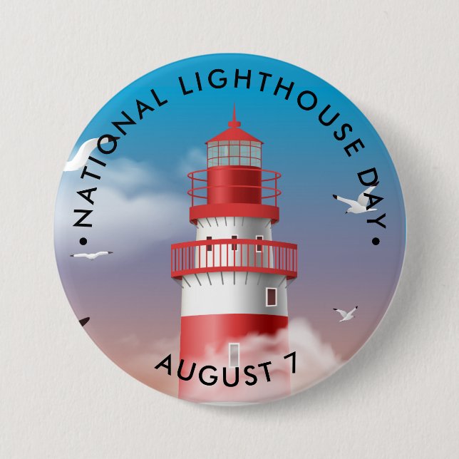 National Lighthouse Day 3 Inch Round Button (Front)