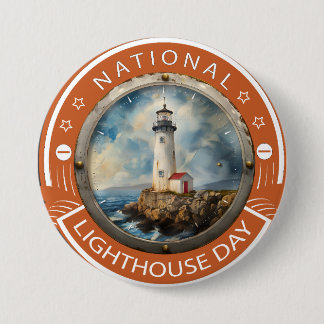 National Lighthouse Day Sign 3 Inch Round Button