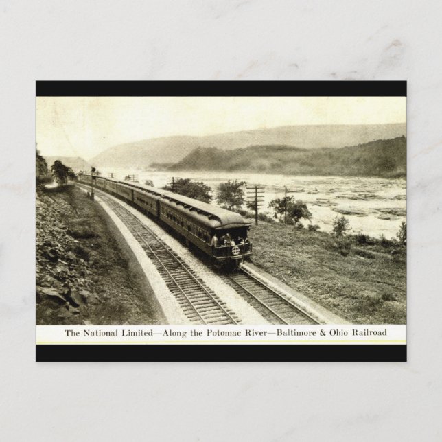 National Limited Baltimore & Ohio Railroad c1920s Postcard (Front)