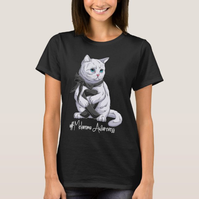 National Melanoma Awareness Month Black Ribbon Cut T-Shirt (Front)
