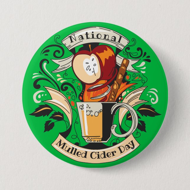 National Mulled Cider Day 3 Inch Round Button (Front)