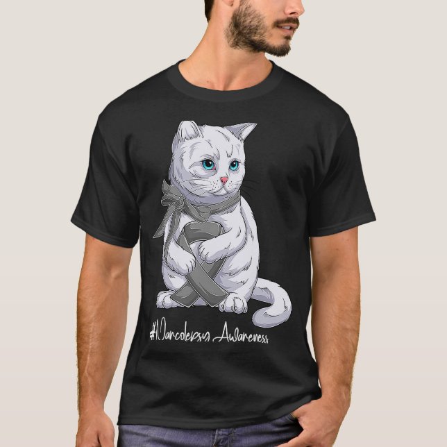 National Narcolepsy Awareness Month Grey Ribbon Cu T-Shirt (Front)