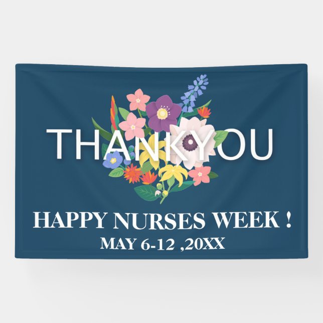 National Nurses Week Floral Thank You Banner (Horizontal)