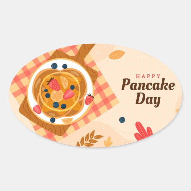 National Pancake Day Oval Sticker (Front)