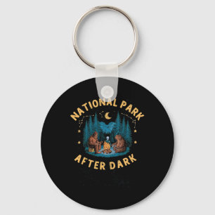 National Park After Dark Funny Bigfoot Alien Campi Keychain