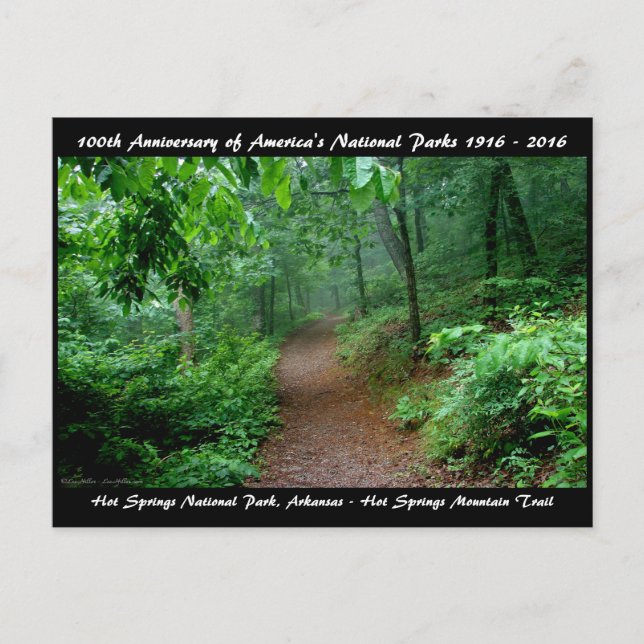 National Park Anniversary Hot Springs Mt Trail Postcard (Front)
