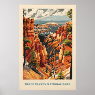 National Park Art Print - Bryce Canyon Retro