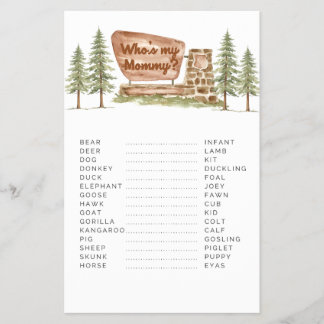 National Park Baby Shower Games Whos My Mommy Flyer