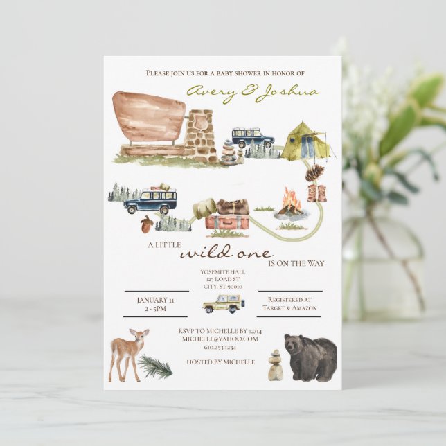 National Park Baby shower invitation dainty  (Standing Front)