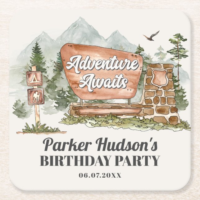 national park birthday party coaster (Front)