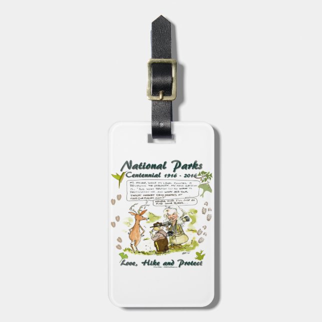 National Park Centennial Photographer Cartoon Luggage Tag (Front Vertical)
