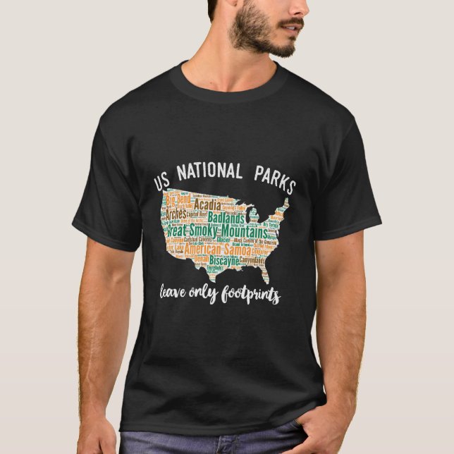 National Park Map Long Sleeve Graphic Tee Shirt (Front)