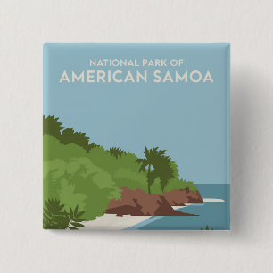 National Park of American Samoa Minimalist 2 Inch Square Button