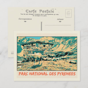 National park of Pyrenees France, sheeps Postcard